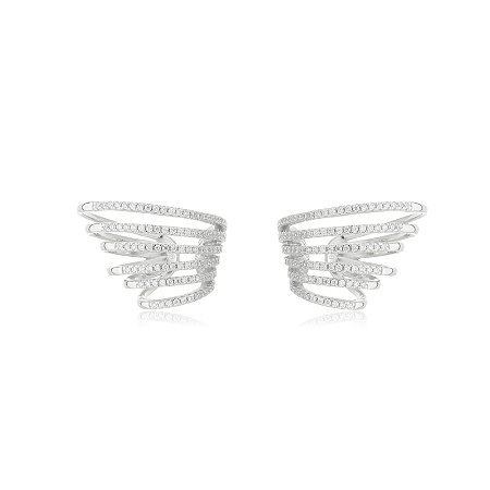 Brinco piercing fake de zirconia banho em rodio branco