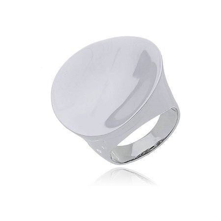 Anel liso banho em rodio branco
