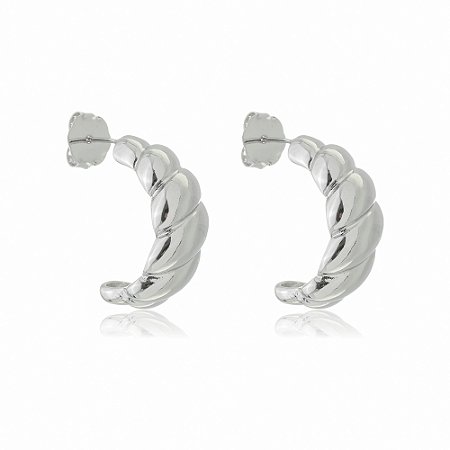 Brinco de argola banho em ródio branco
