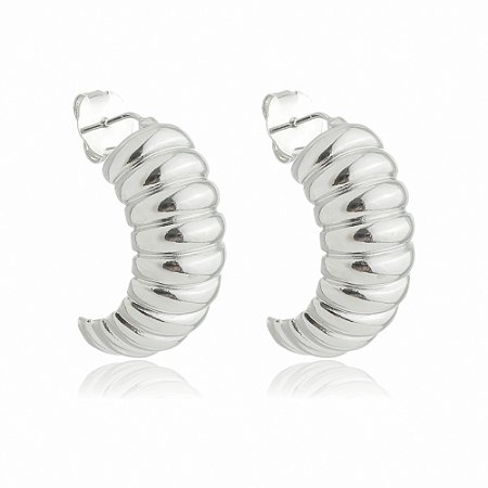 Brinco de argola banho em ródio branco