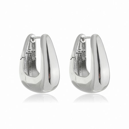 Brinco de argola banho em rodio branco