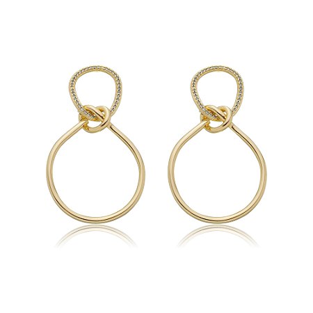 Brinco de argola com detalhe de zirconia banho em ouro 18k