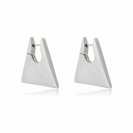 Brinco de argola banho em ródio branco