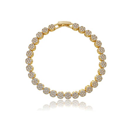 Pulseira dourada com zirconia banho em ouro 18k