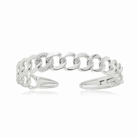 Bracelete com zirconia banho em ródio branco