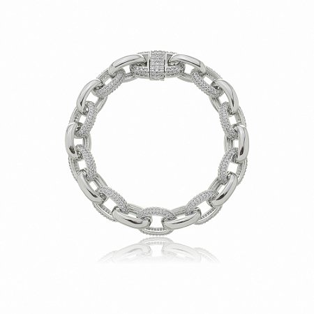 Pulseira com zirconia banho em ródio branco