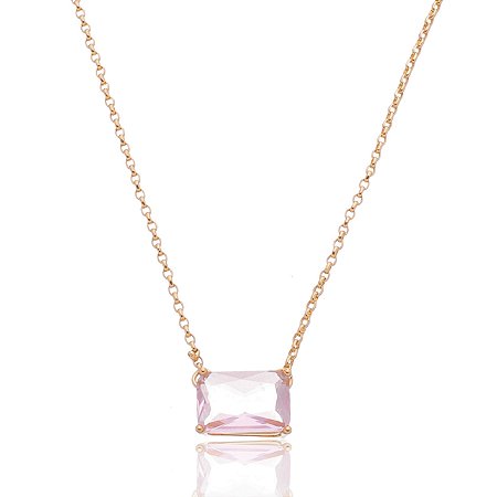 Colar de corrente com zirconia banho em ouro 18k