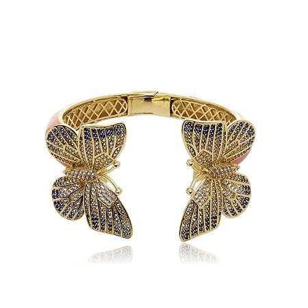 Bracelete de borboleta com zirconia banho em ouro 18k