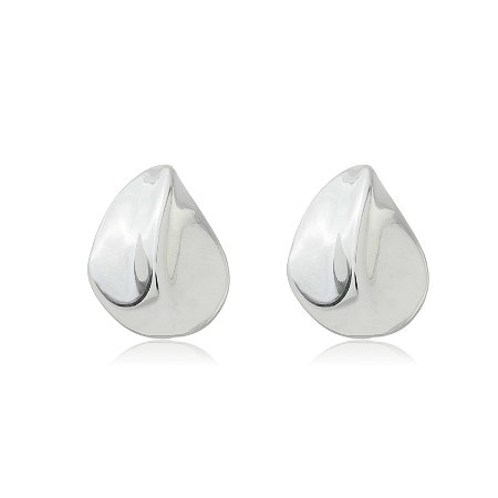 Brinco de base liso banho em rodio branco