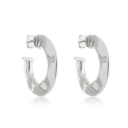 Brinco de argola banho em rodio branco
