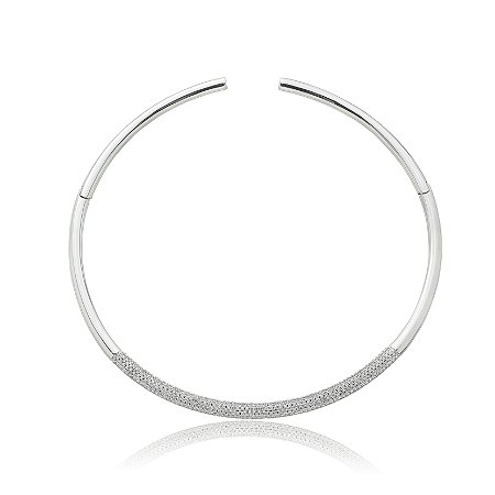 Colar de aro com zirconia banho em rodio branco