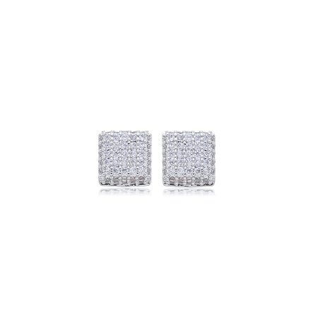 Brinco de base com zirconia banho em rodio branco