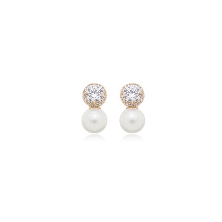 Brinco de perola com zirconia banho em ouro 18k