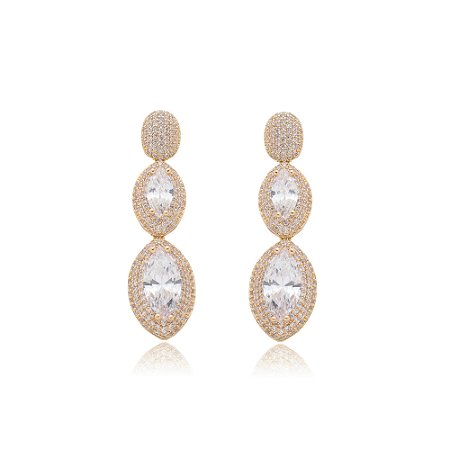 Brinco dourado com zirconia banho em ouro 18k