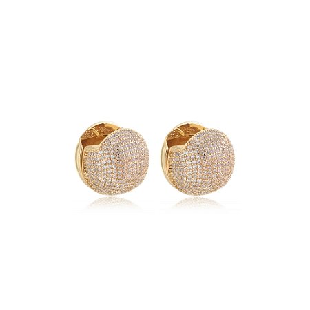 Brinco de argola dourado com zirconia banho em ouro 18k