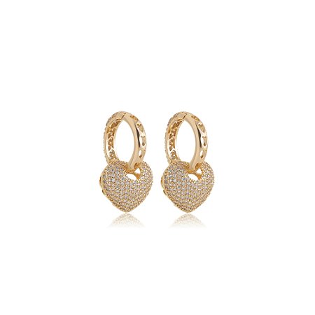Brinco de argola dourado com zirconia banho em ouro 18k