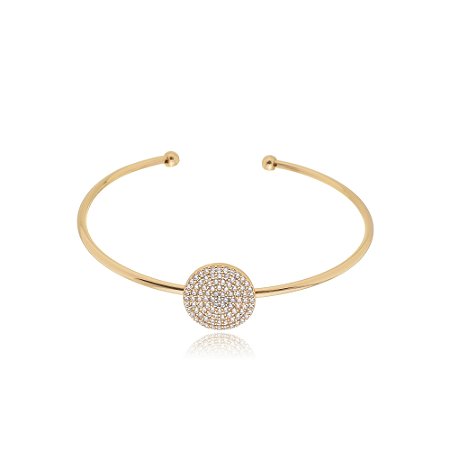 Bracelete dourado com zirconia banho em ouro 18k