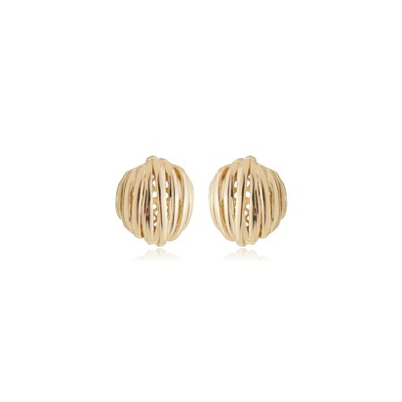 Brinco de base dourado detalhado banho em ouro 18k
