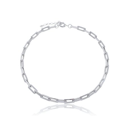 Colar de corrente com zirconia banho em rodio branco
