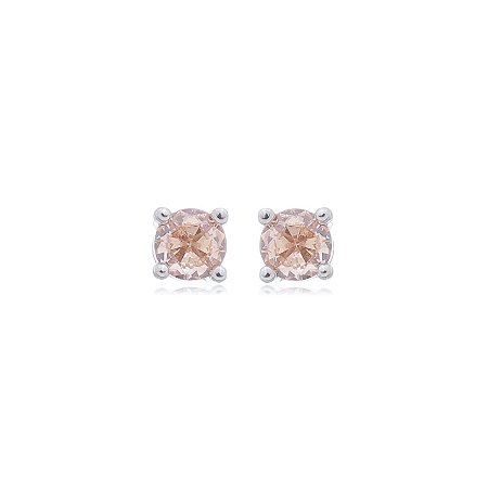 Brinco de base com zirconia banho em rodio branco