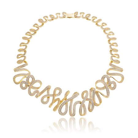 Colar de luxo cravejado banho em ouro 18k
