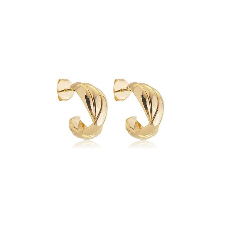 Brinco de argola liso banho em ouro 18k