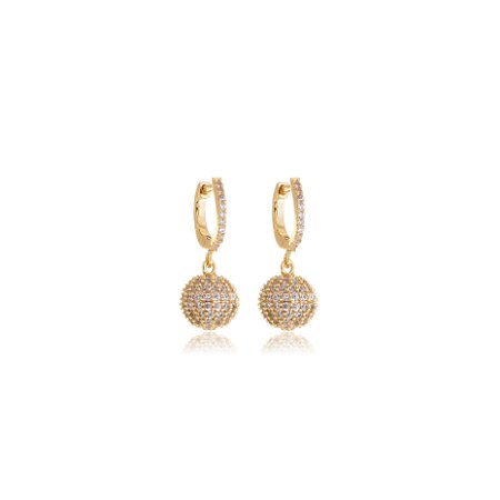 Brinco de argola com zirconia banho em ouro 18k