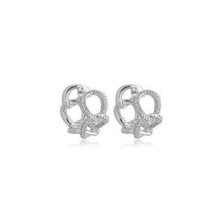 Brinco de argola com zirconia banho em rodio branco