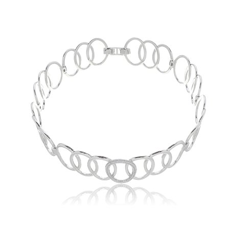 Colar choker com zirconia banho em rodio branco