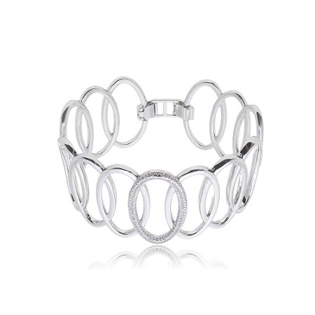 Pulseira com zirconia banho em ródio branco