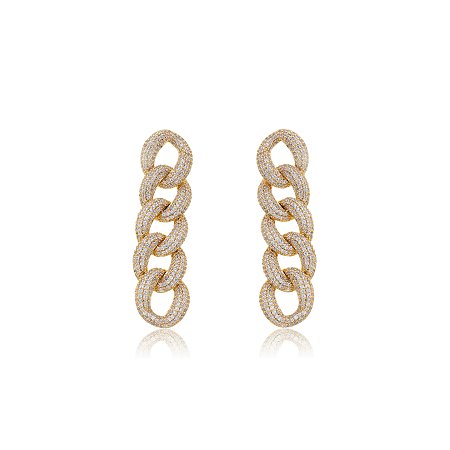 Brinco dourado com zirconia banho em ouro 18k