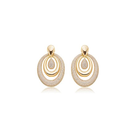 Brinco dourado com zirconia banho em ouro 18k