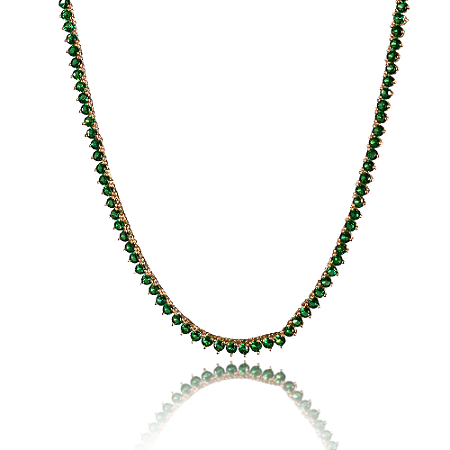 Colar riviera esmeralda com zirconia banho em ouro 18k