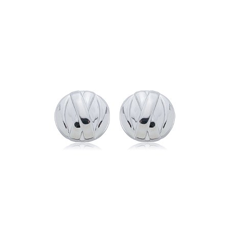 Brinco de base liso banho em rodio branco