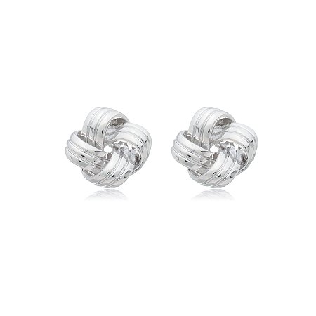 Brinco de base liso banho em rodio branco