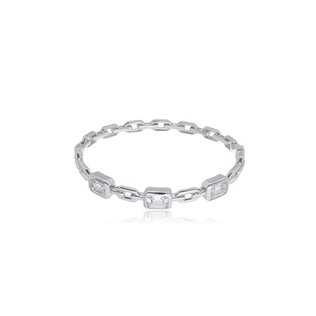 Bracelete com zirconia cristal banho em rodio branco