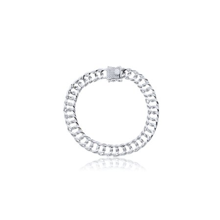 Pulseira de corrente com fecho em zirconia cristal banho em rodio branco