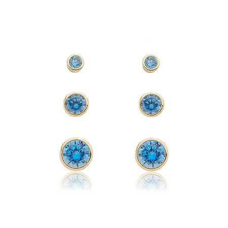 Brinco de trio com zirconia banho em ouro 18k