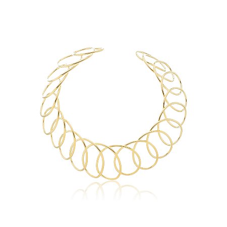Colar de aro dourado liso banho em ouro 18k
