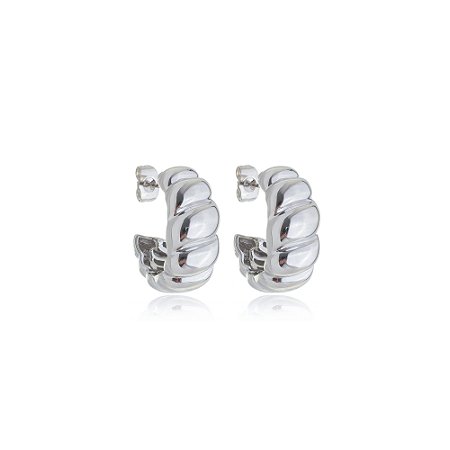 Brinco de argola lisa banho em rodio branco