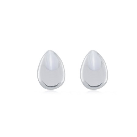 Brinco de argola liso banho em rodio branco