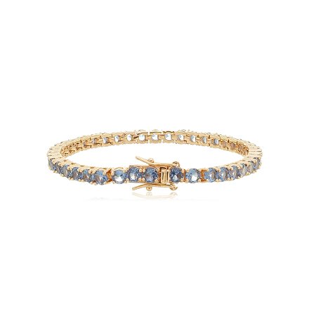 Pulseira de riviera com zirconia topazio banho em ouro 18k