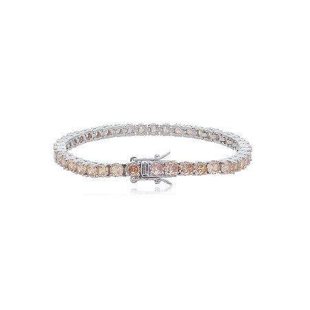 Pulseira de riviera com zirconia morganita banho em rodio branco