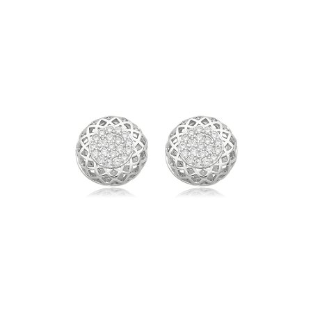 Brinco de base com zirconia cristal banho em rodio branco