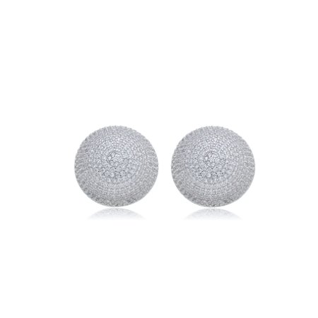 Brinco de base com zirconia cristal banho em rodio branco