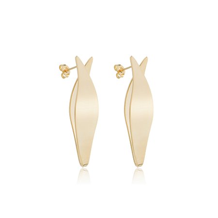 Brinco dourado liso banho em ouro 18k