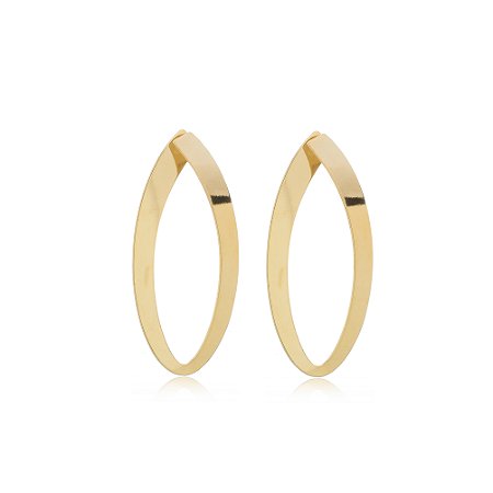 Brinco dourado liso banho em ouro 18k