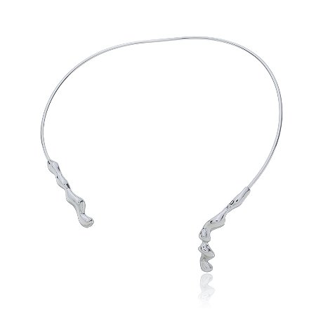 Colar de aro liso banho em rodio branco