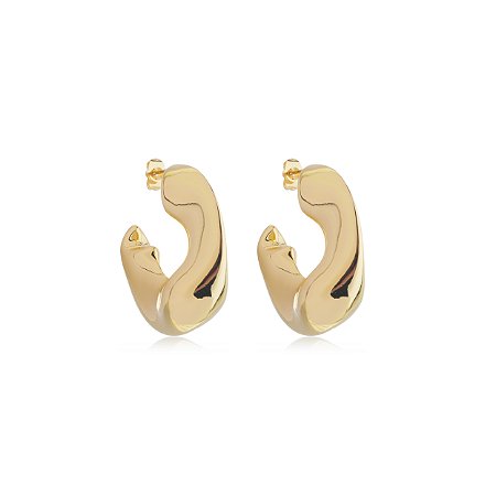 Brinco de argola dourado liso banho em ouro 18k