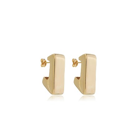 Brinco de argola dourado liso banho em ouro 18k